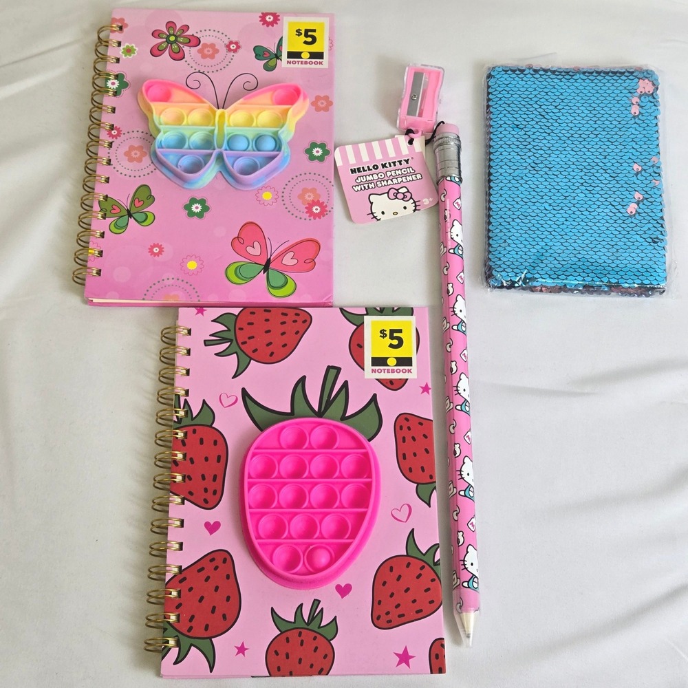 Kids' Stationary Bundle, 3 Notebooks, 1 Jumbo Pencil,‎ New